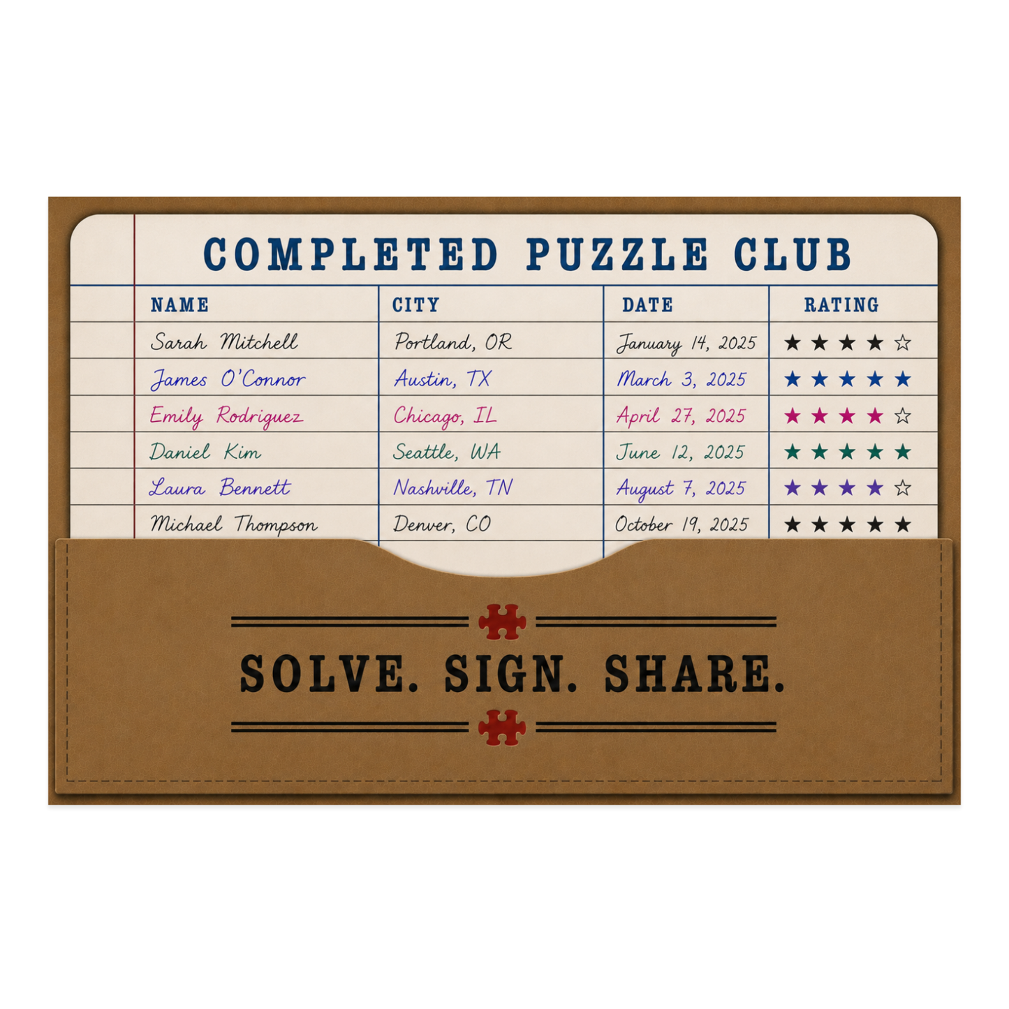 Puzzle Completion Card